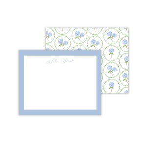 Blue Hydrangeas Personalized Notecards: Custom Floral Women&#39;s Stationery