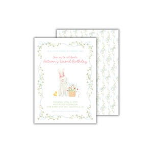 Watercolor &quot;Somebunny is One&quot; First Birthday Invitation for Girls
