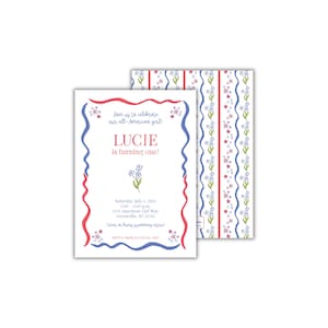 All-American Girl Birthday Party Invitation - Patriotic Girl Birthday Invitation - July 4th Birthday Invitation, Independence Day Party
