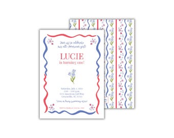 Patriotic Girl Birthday Invitation: All-American July 4th Party