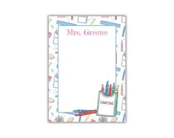 Colorful Crayons Personalized Teacher Notepad: Back to School Gift for Teachers