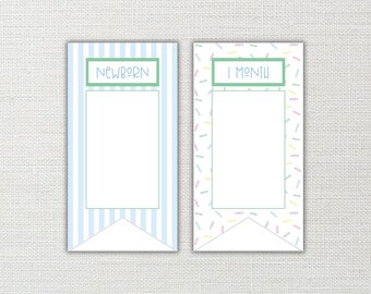 Printable Blue Ice Cream First Birthday Photo Banner for Boys: Instant Download PDF