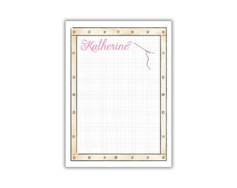 Watercolor Needlepoint Notepad: Personalized Women's Note Pad