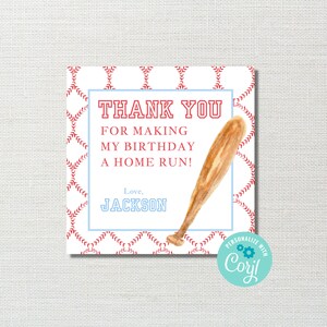 Printable &quot;My Rookie Year&quot; Baseball Birthday Party Favor Tag (Digital Download)