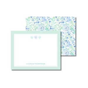 Watercolor Aqua Paisley Personalized Stationery: Custom Women&#39;s Notecard Set