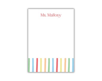 Rainbow Stripe Personalized Teacher Notepad: Back to School Supplies