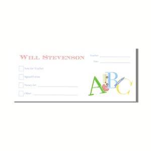 Printed Money Envelopes - Personalized ABCs Envelopes for School - Back to School Form Envelopes - Custom Envelopes For Kids
