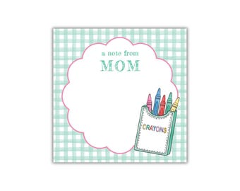 Colorful Crayons Lunch Box Love Notes Notepad: Personalized "A Note from Mom" Notepads