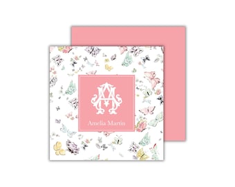 Watercolor Butterfly Gift Tags: Monogrammed Enclosure Cards