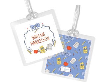 Classic Kids Backpack Tag, Personalized, Laminated (Double-Sided)