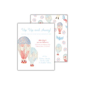 Watercolor Hot Air Balloon Moving Announcements: Patriotic Address Change Cards for Military PCS Move
