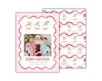 PRINTED Watercolor Santa Christmas Photo Cards: Personalized Family Holiday Card