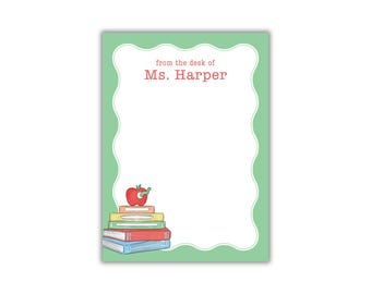 Watercolor Bookworm Personalized Teacher Notepad: Back to School Gift for Teachers