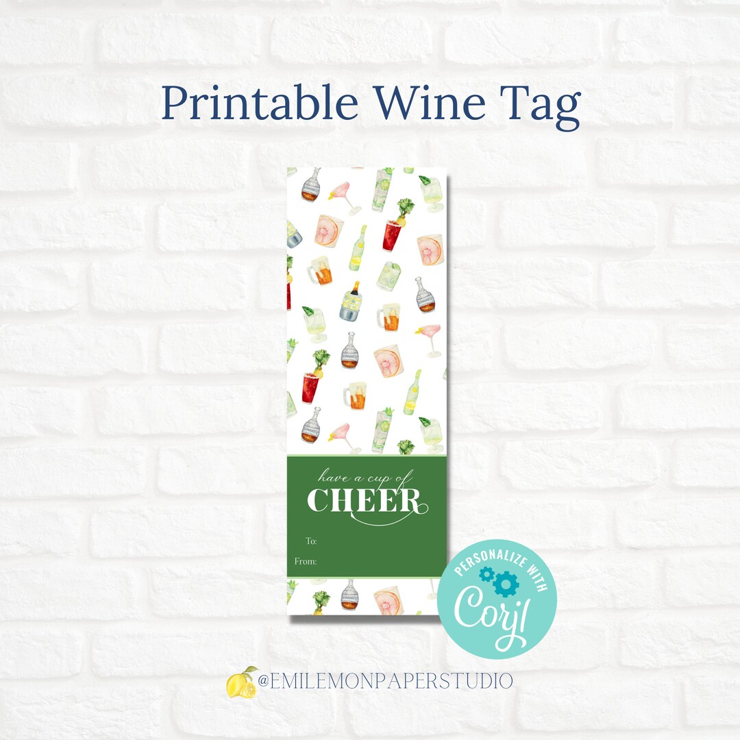 Printable Wine Bottle Tag Printable Tag Liquor Bottle Tag Etsy