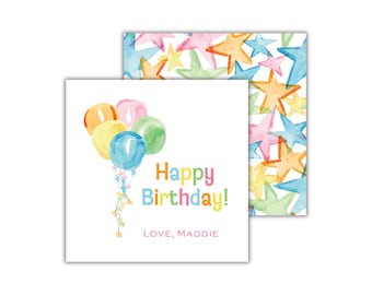 Watercolor Party Balloons Gift Enclosure Cards: Sibling Birthday Calling Card