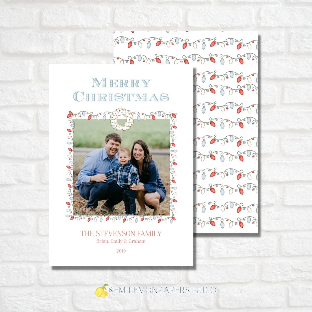 Printable Christmas Photo Card Template Watercolor Christmas - Etsy