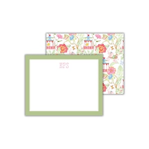 Watercolor Chinoiserie Monogrammed Notecards: Personalized Floral Stationery