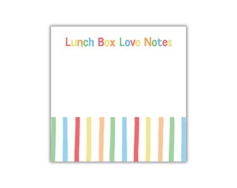 Rainbow Stripe Lunch Box Love Notes Notepad: Personalized "A Note from Mom" Notepads