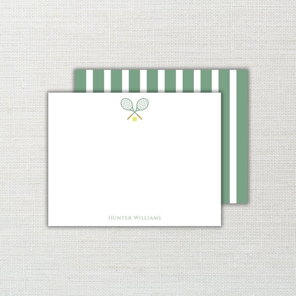 Printable Notecards for Boys - Tennis Notecards - Tennis Stationery - Tennis Racket Notecards with Name - Personalized Stationery for Kids