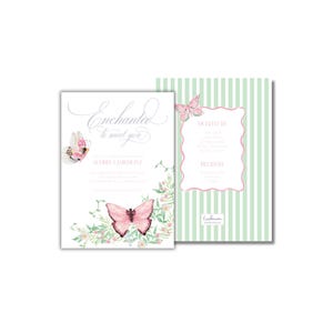 We&#39;re Enchanted to Meet You Butterfly Baby Shower Invitation - Printed Invitations - New Baby Girl Baby Shower Invite - Butterfly Invitation