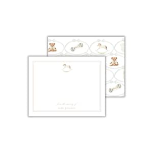 Printed Personalized Rocking Horse Baby Notecards - From the Nursery Of - Baby Stationery - Printed Notecards - Custom Stationery