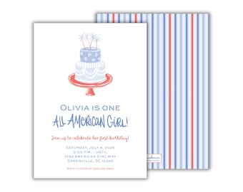 All American Patriotic Birthday Invitation for Kids: Printed Party Invites