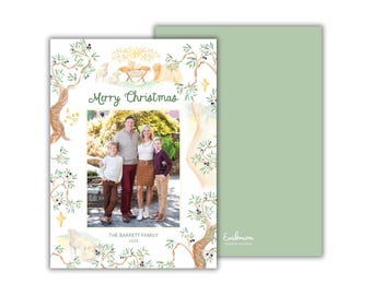 PRINTED Watercolor Nativity Christmas Photo Cards: Personalized Religious Holiday Card
