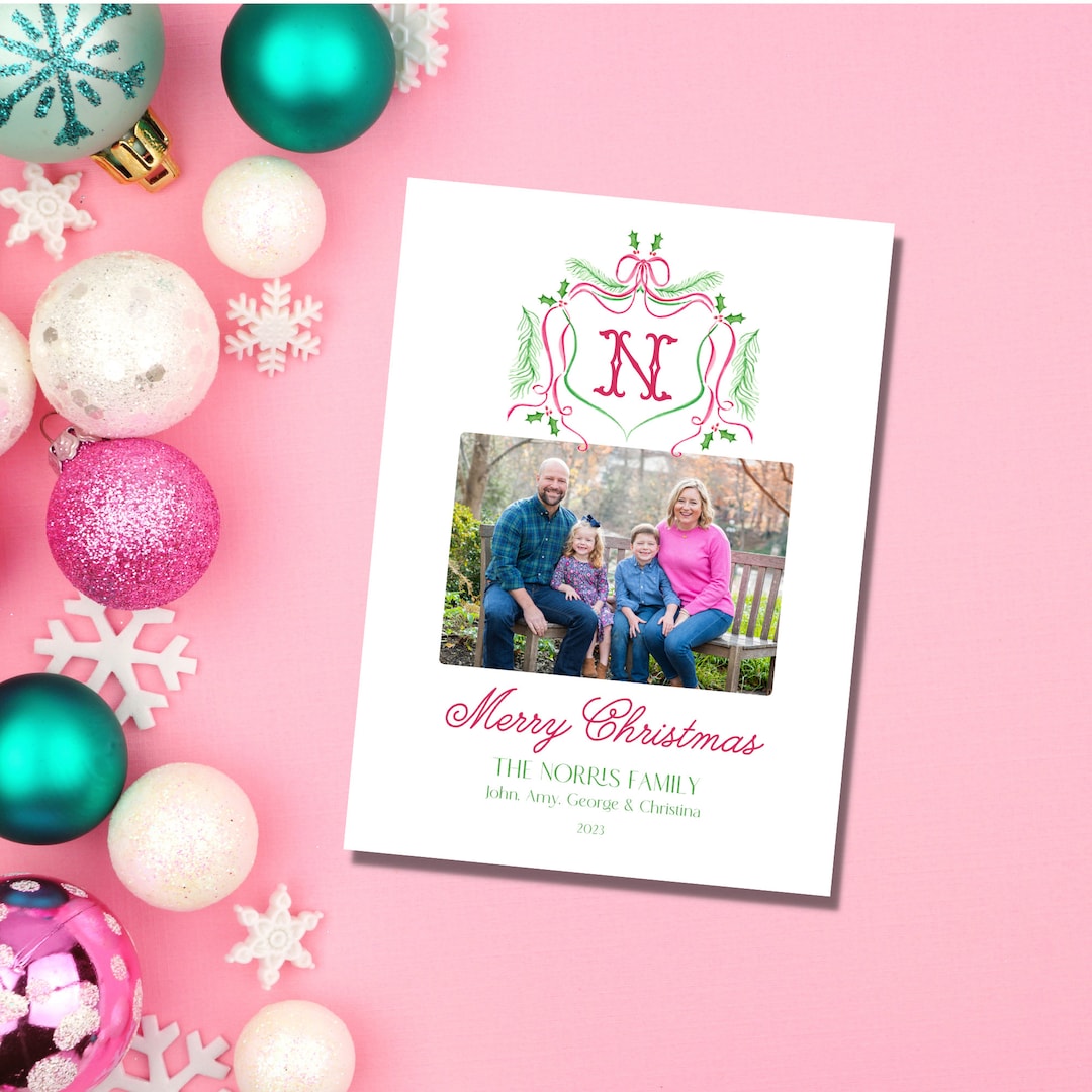 Printed Christmas Cards Watercolor Holiday Photo Card Etsy