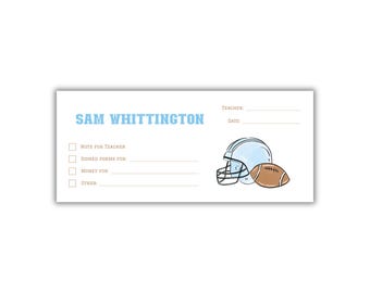 Watercolor Football Helmet School Money Envelopes: Set of 20