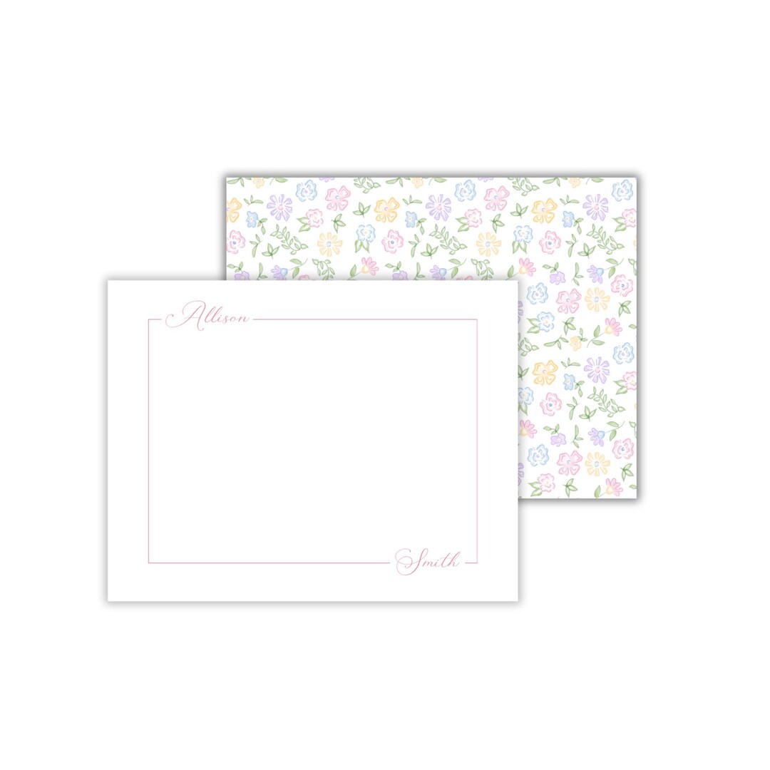 Personalized Ditsy Floral Notecards Custom Women's Stationery Set Etsy