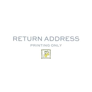 May include: Return Address Printing Only text in light blue with a small illustration of a green branch with three yellow lemons in a green square frame.