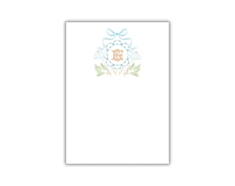 Watercolor Seaside Monogram Notepad: Custom Beach Stationery For Women