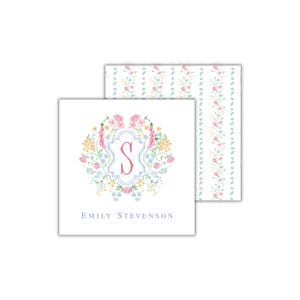 Floral Monogrammed Calling Cards: Watercolor Gift Enclosure Tags - Stationery for Women
