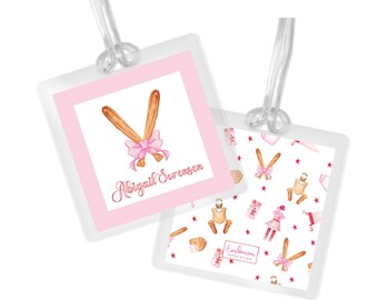 Watercolor Softball Bag Tag: Personalized Girls Sports Luggage Tag