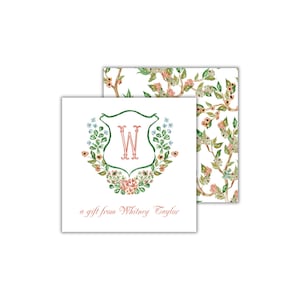 Autumn Floral Chinoiserie Monogrammed Calling Cards: Watercolor Gift Enclosure Cards