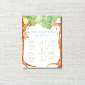 Modèle d'affiche imprimable pour le premier anniversaire - affiche imprimable - affiche de fête d'anniversaire livre pour enfants héritage ourson vintage