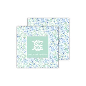 Monogrammed Floral Calling Cards for Women - Beach Floral Gift Enclosure Cards - Monogram Gift Tags - Personalized Custom Stationery