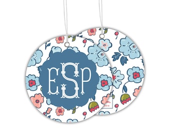 Monogrammed Floral Gift Enclosure Tags: Set of 24