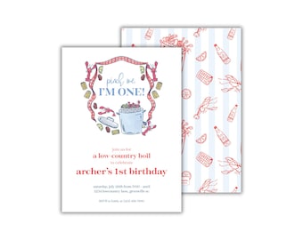 Lowcountry Boil First Birthday Invitation: Pinch Me, I'm One Invitations
