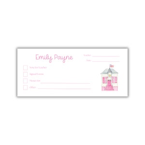 Watercolor Schoolhouse Personalized Money Envelopes: Set of 20