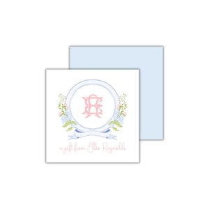 Monogrammed Floral Crest Gift Enclosure Cards: Personalized Calling Cards for Women