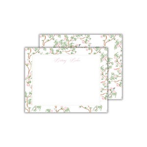 Personalized Floral Notecards: Watercolor Spring Chinoiserie Stationery for Women