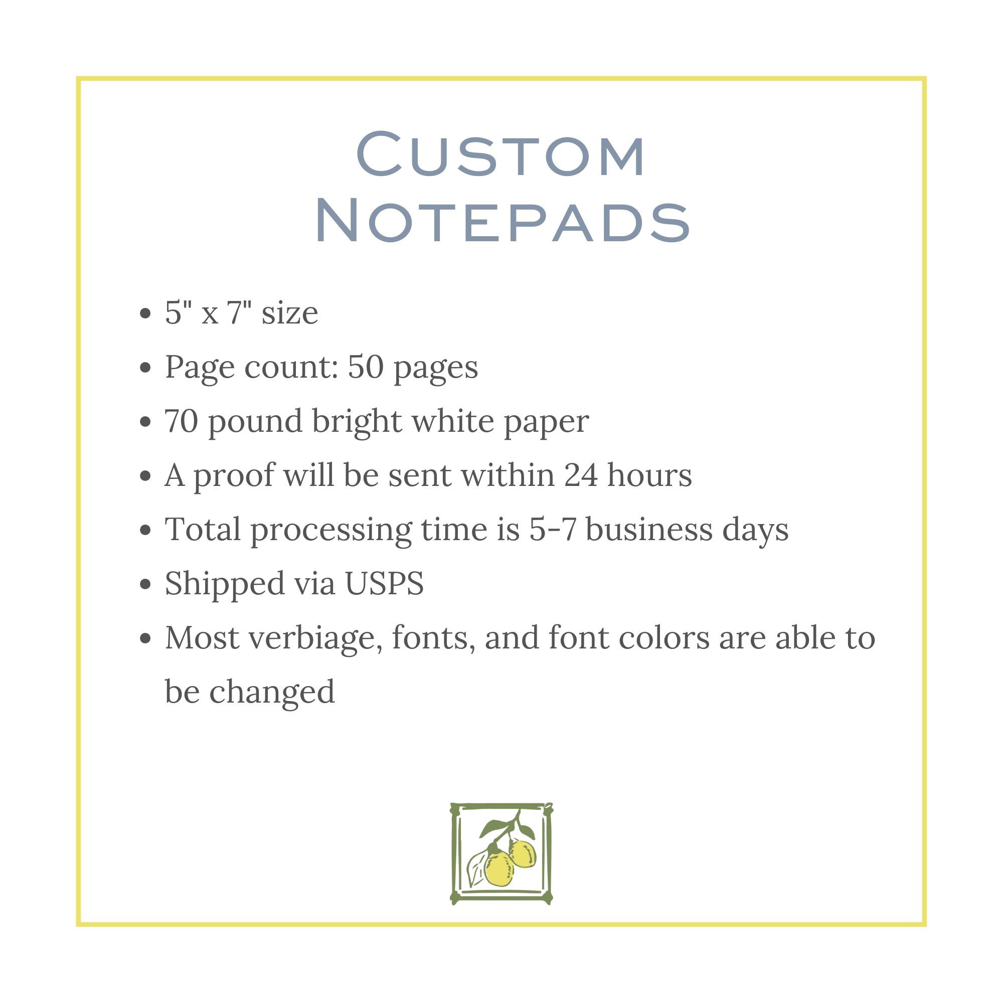 Watercolor Blue Hydrangea Personalized Notepad - Custom Floral ...