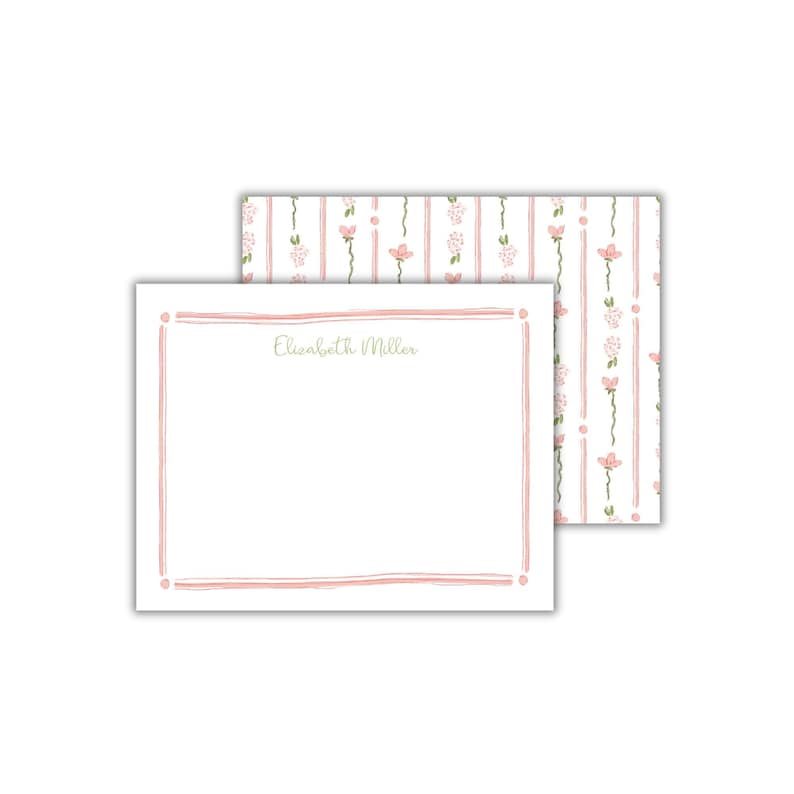 Pink Floral Personalized Thank You Notecards: Custom Stationery for ...