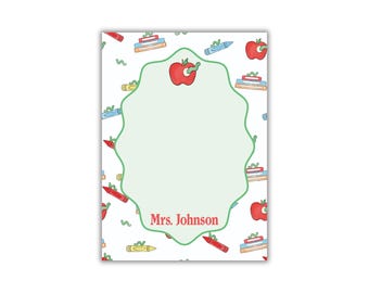 Colorful Apple Personalized Teacher Notepad: Back to School Gift for Teachers