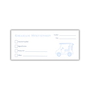 Watercolor Golf Cart Personalized Money Envelopes for School: Set of 20