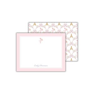 Personalized Pink French Poodle Notecards: Paris Stationery for Women, Girls