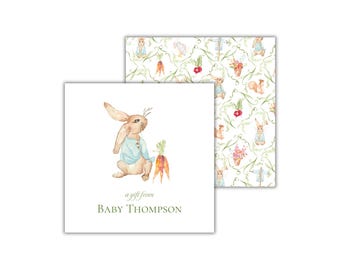 Watercolor Peter Rabbit Calling Cards for Kids: Personalized Gift Enclosure Card