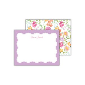 Personalized Watercolor Wildflower Stationery: Floral Scallop Notecards for Women, Girls