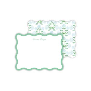 Blue Hydrangeas Die-Cut Notecards: Custom Floral Stationery for Women